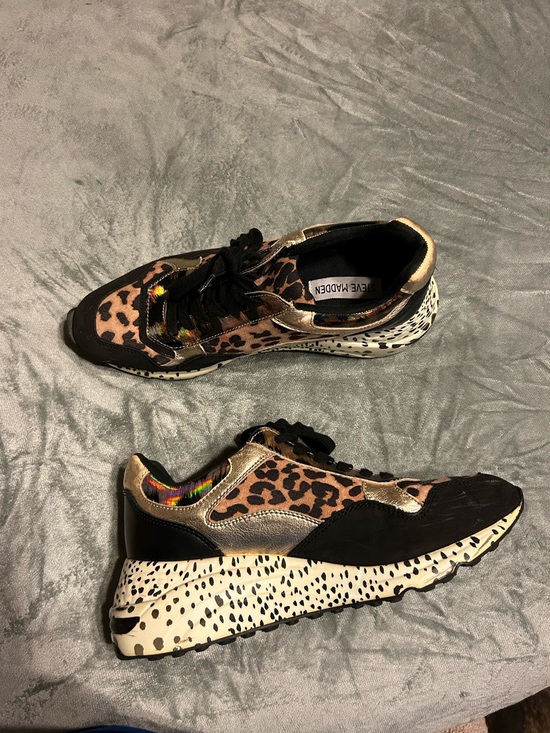 Steve Madden Shoes - Steve Madden Leopard Print Platform Sneakers with Gold Accents
